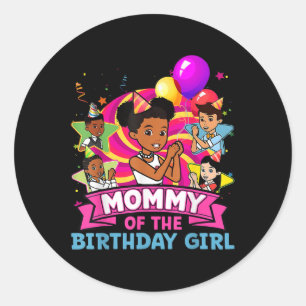 Adesivo Redondo Mamãe A Menina De Aniversário Festa Rosa Boneca Fa