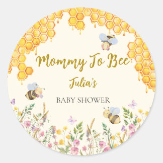 Adesivo Redondo Mamãe Abelhinha Fofa Abelha Floral Chás de Bebê