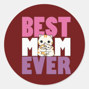 Adesivo Redondo Mamãe ama presente de Dia de as mães para o melhor