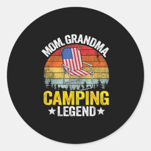 Adesivo Redondo Mamãe avó lenda de acampamento bandeira americana