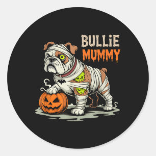 Adesivo Redondo Mamãe Bulldog de Halloween