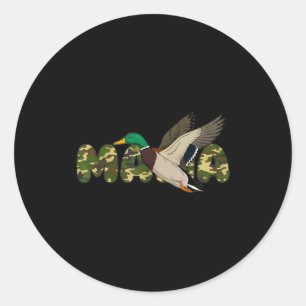 Adesivo Redondo Mamãe caçando mamãe pato-real camuflagem mãesM