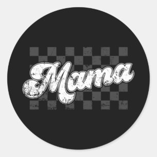 Adesivo Redondo Mamãe Checkered Vintage Dia de as mães Mãe Mulhere