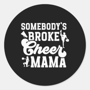 Adesivo Redondo Mamãe Cheerleader Quebrada Alegre Mãe De Uma Cheer