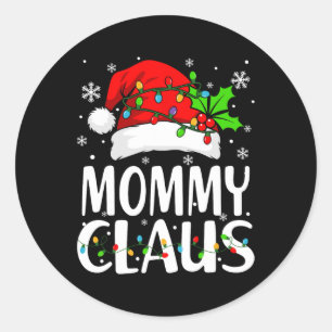 Adesivo Redondo Mamãe Claus Christmas Lights Pajama Family Matchin