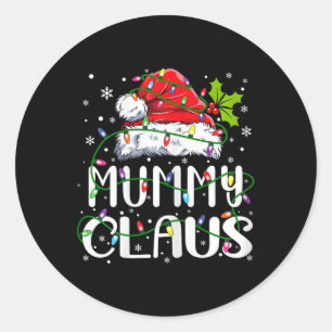 Adesivo Redondo Mamãe Claus Natal Santa Hat Matando Família Xm