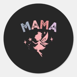 Adesivo Redondo Mamãe da Menina Aniversariante Fada Pequena Famíli