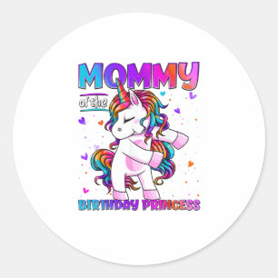 Adesivo Redondo Mamãe da Menina Princesa de Aniversário Flossing U