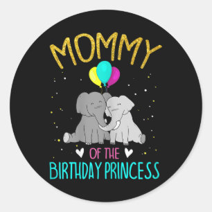 Adesivo Redondo Mamãe De Mulheres Da Princesa Aniversário, Elefant