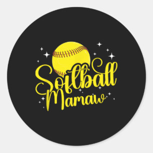 Adesivo Redondo Mamãe de Softbol de um Jogador de Softbol Mamãe