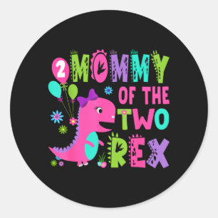 Adesivo Redondo Mamãe do Dois Rex Aniversário de 2 anos Menino Din