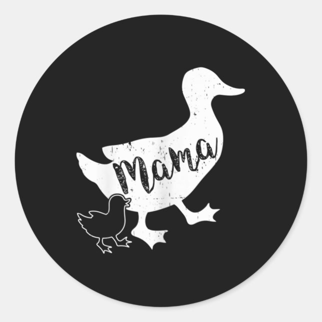 Adesivo Redondo Mamãe Duck e um Bebê Ducking, mãe divertida (Frente)