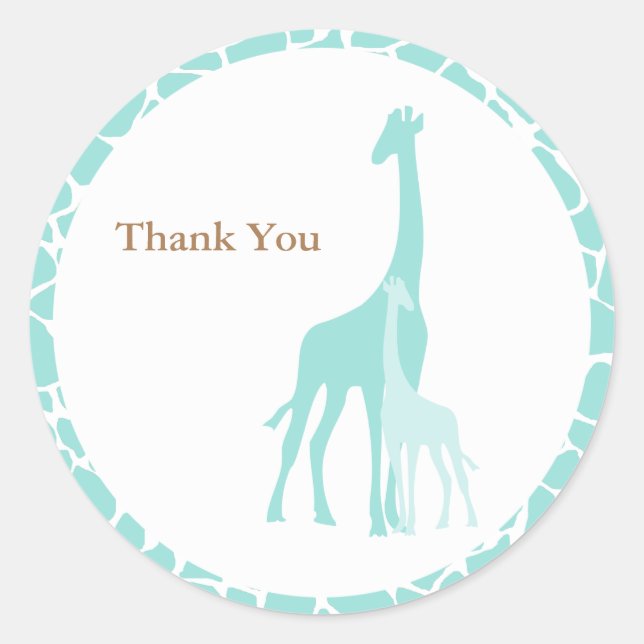 Adesivo Redondo Mamãe e Baby Giraffe Stickers (Frente)