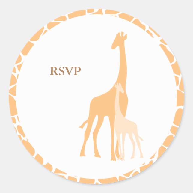 Adesivo Redondo Mamãe e Baby Giraffe Stickers (Frente)