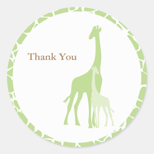 Adesivo Redondo Mamãe e Baby Giraffe Stickers (Frente)