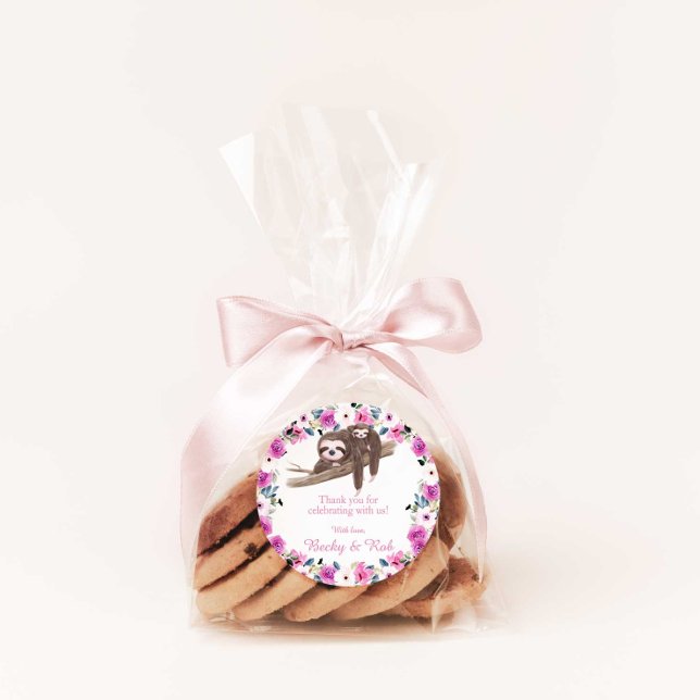 Adesivo Redondo Mamãe e Bebê Sloth, Obrigado, Táxi Redondo (Criador carregado)