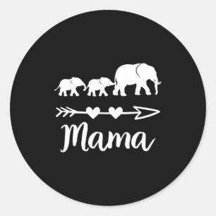 Adesivo Redondo Mamãe elefante 2 bebês filhos mãe de dois adorável