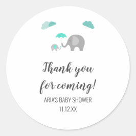 Adesivo Redondo Mamãe Elefante Bebê com Favor do Chá de fraldas da