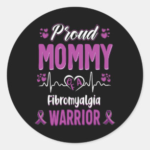 Adesivo Redondo Mamãe Fibromialgia Guerreiro Fita Roxo