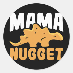 Adesivo Redondo Mamãe Frango Dinossauro Nugget Mulheres Dino Nugge