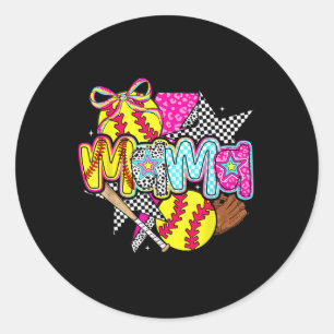 Adesivo Redondo Mamãe Mama Softball Dia do Softball Viba Mães