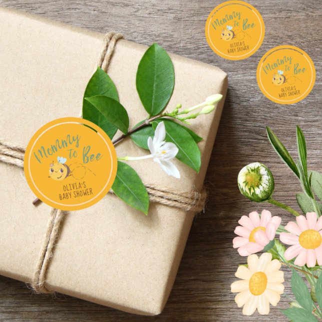 Adesivo Redondo Mamãe neutra do gênero das aquarelas ao chá de fra (Criador carregado)