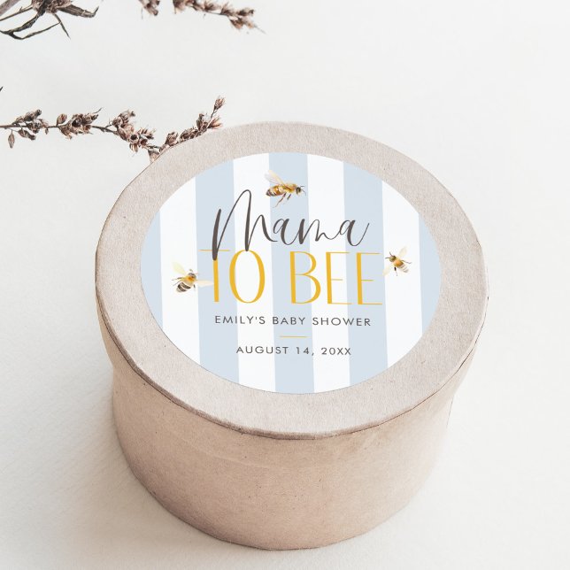Adesivo Redondo Mamãe para Bee Honey Chá de fraldas Azul (Criador carregado)