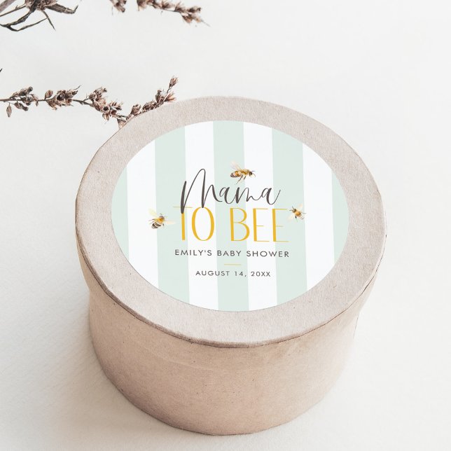 Adesivo Redondo Mamãe para Bee Honey Green Chá de fraldas (Criador carregado)