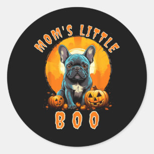 Adesivo Redondo Mamãe Pequeno Boo Bulldog Francês Halloween French