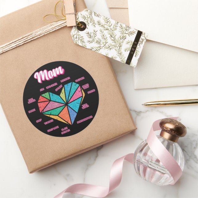 Adesivo Redondo Mamãe Pie Heart Todos Os Títulos Da Mãe (Presentear)