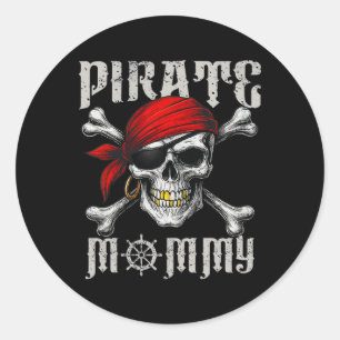Adesivo Redondo Mamãe Pirata Jolly Roger Flag E Skull Crossbones