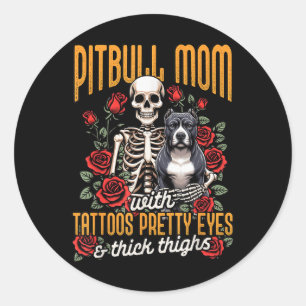 Adesivo Redondo Mamãe Pitbull Mãe Cachorro Mãe Pitbull Mãe Com Ta