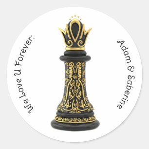 Adesivo Redondo MAMÃE Rainha da minha vida, Roteiro Dourado Xadrez