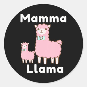 Adesivo Redondo Mamãe Rosa Bonita Llama Novelty Funny Llama