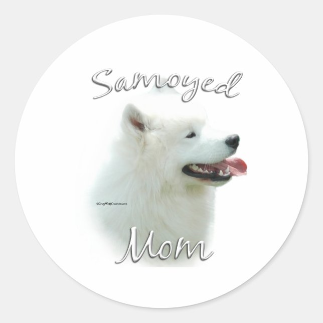 Adesivo Redondo Mamãe Samoyed 2 (Frente)