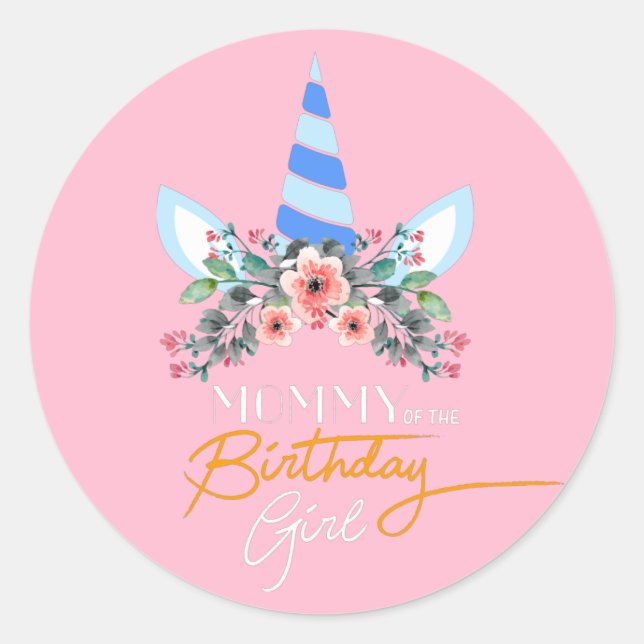 Adesivo Redondo Mamãe Unicorn (Frente)