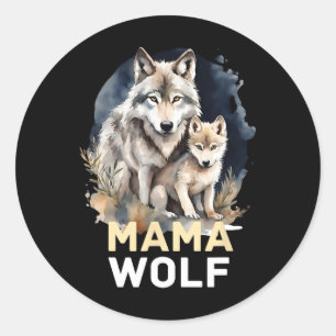 Adesivo Redondo Mamãe Wolf E Baby Mama Mamãe Mãe Dia de as mães