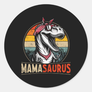 Adesivo Redondo Mamasaurus Dinossauro Mãe Para Dia das Mães Natal 