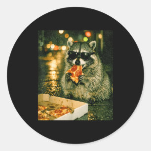 Adesivo Redondo Mamífero divertido comendo pizza meme animal panda