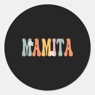 Adesivo Redondo Mamita Retro Groovy Impressão Mãe Dia de as mães B