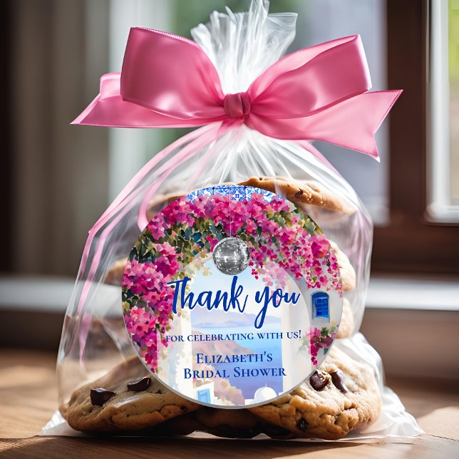 Adesivo Redondo Mamma Mia Bola de Discoteca Azul Telhas Obrigado (Criador carregado)