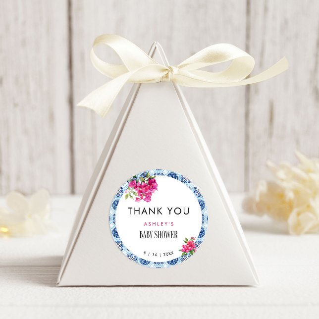 Adesivo Redondo Mamma Mia Floral Mediterrâneo Chá de fraldas Itali (Criador carregado)