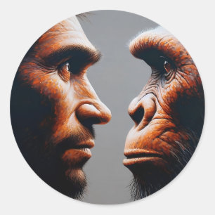 Adesivo Redondo man confronting his evolutionary origin