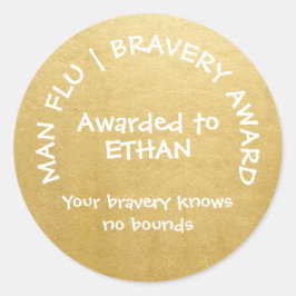 Adesivo Redondo Man Flu Personalizado Prêmio de Bravery Dourado