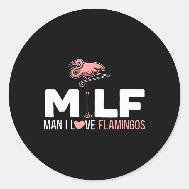 Adesivo Redondo Man I Love Flamingos Bird Lover Summer Flamingo (Frente)