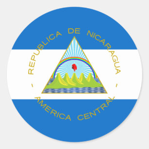 Adesivo Redondo Manágua Flag & Casaco de Armas, Bandeira da Nicará