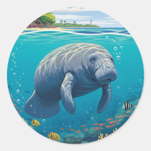 Adesivo Redondo Manatee no Parque Nacional de Biscaia