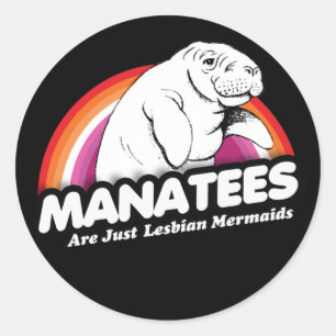 Adesivo Redondo MANATÉS SÃO APENAS MERMAIDS LESBIANOS T-Shirt