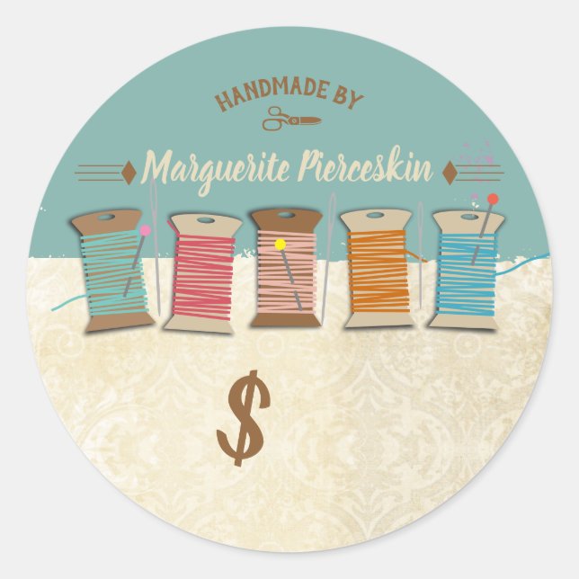 Adesivo Redondo Manchas de linhas de costura (Frente)