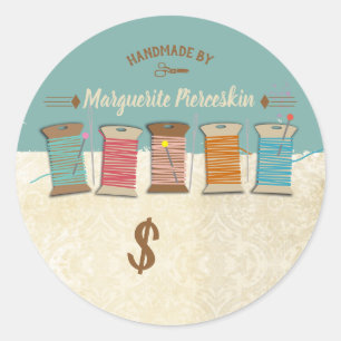 Adesivo Redondo Manchas de linhas de costura